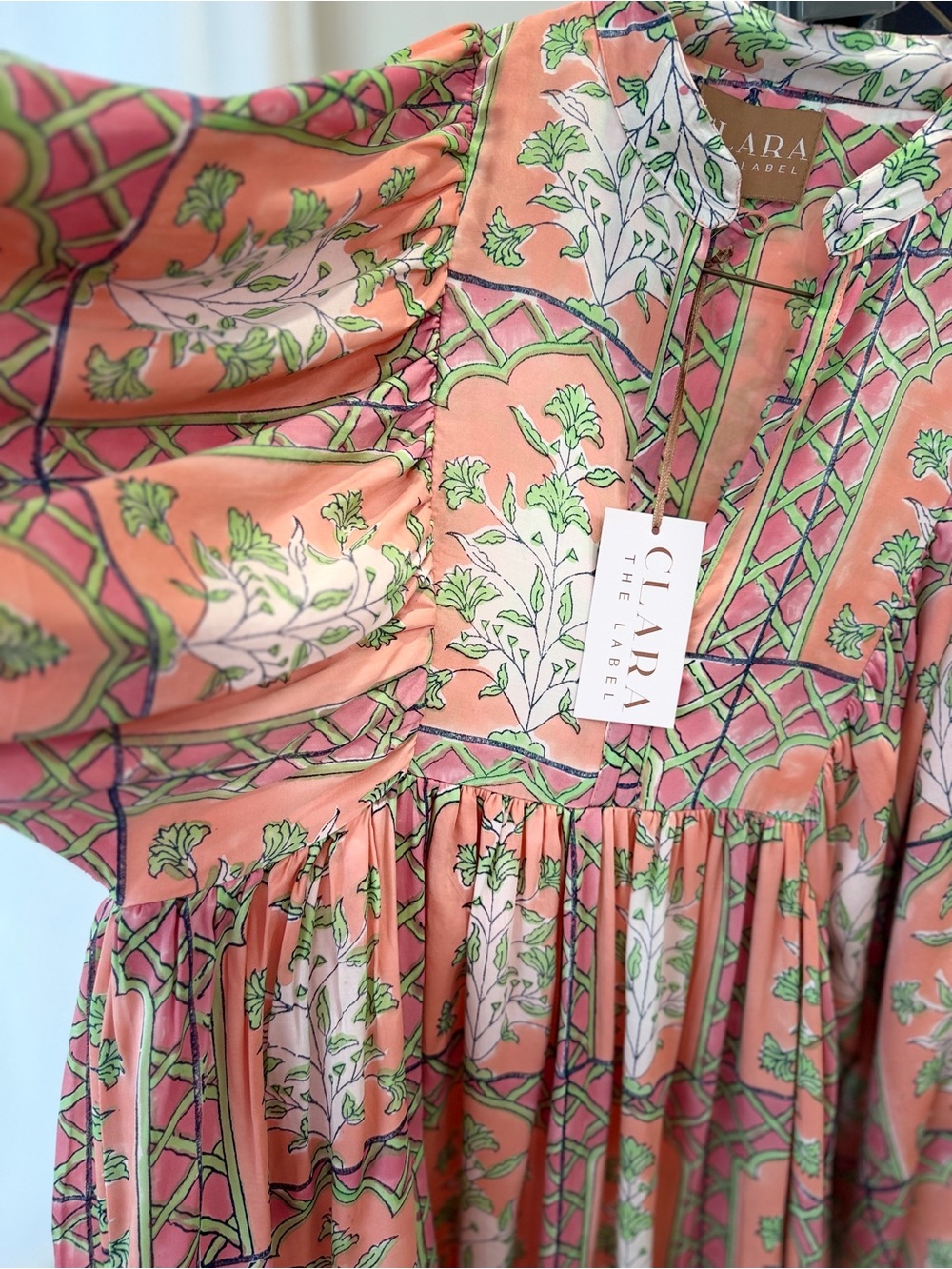 Clara The Label Cassia Floral Maxi Dress Peach Quartz XS - Picture 14 of 16